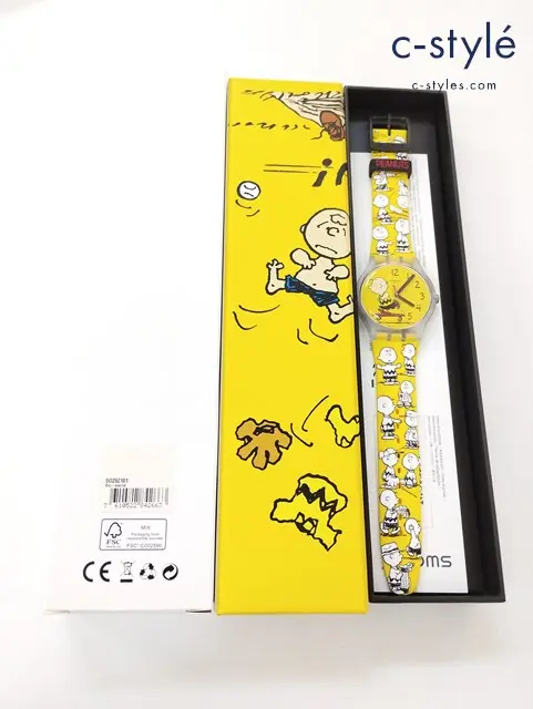 Swatch×PEANUTS スウォッチ×ピーナッツ 腕時計 イエロー系 クォーツ ニュージェント SO29Z 101 ケース付き
