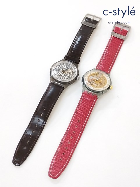 Swatch 腕時計 自動巻 Abendrot SAN103 レッド Nume Rotation SAM107 ブラック
