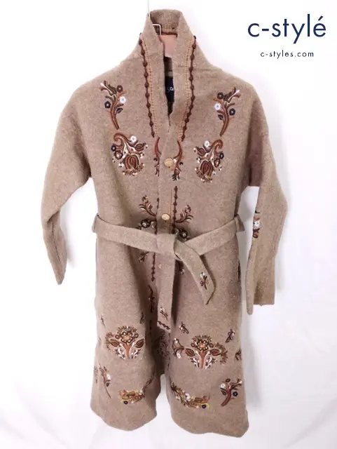 45R フォーティーファイブアール ウールロングコート 0 ブラウン系 刺繍 7102045 日本製 レディース