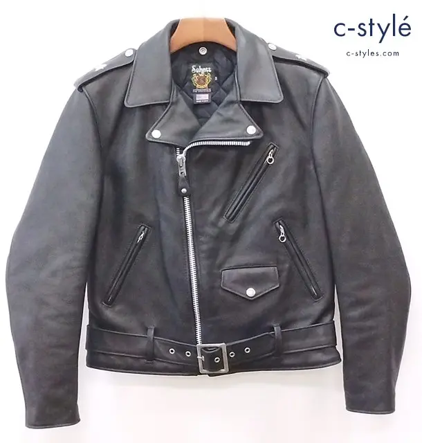 Schott ショット ダブルライダースレザージャケット ワンスター 38 ブラック ミッキーマウス