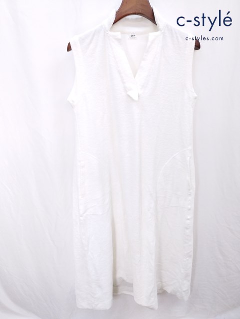 45R フォーティーファイブアール ノースリーブワンピース 3 ホワイト 7055074 綿100％ 日本製 レディース