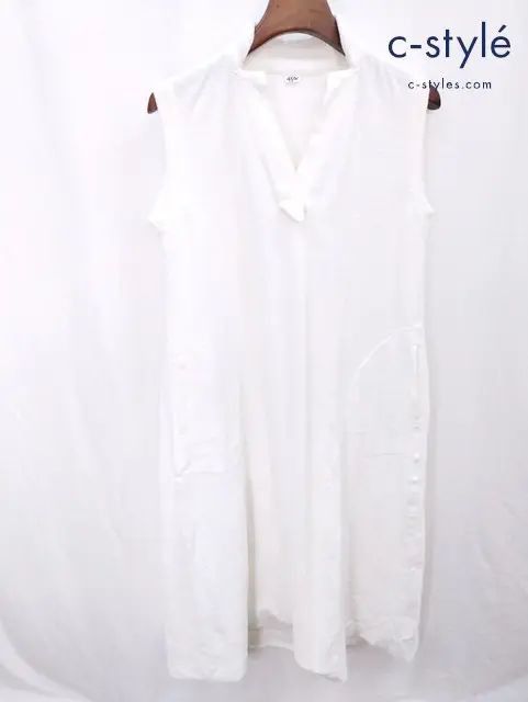 45R フォーティーファイブアール ノースリーブワンピース 3 ホワイト 7055074 綿100％ 日本製 レディース