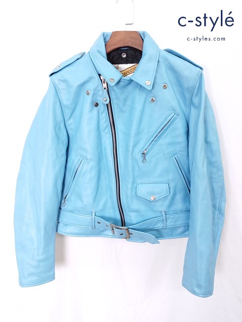 Schott ショット ダブルライダース 40 ブルー レザー USA製