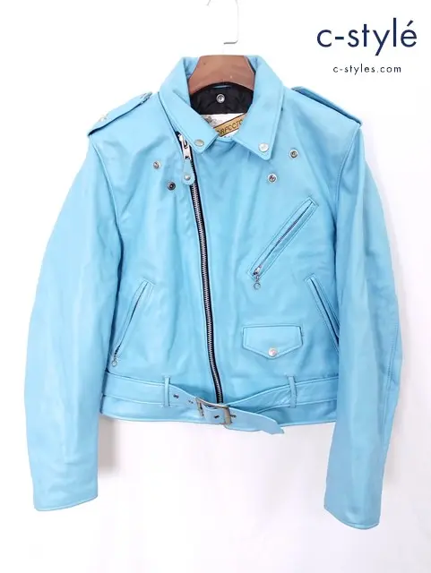 Schott ショット ダブルライダース 40 ブルー レザー USA製