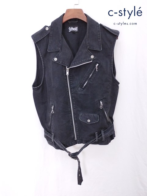 Schott ショット ベストジャケット L ブラック 3132019 デニム生地