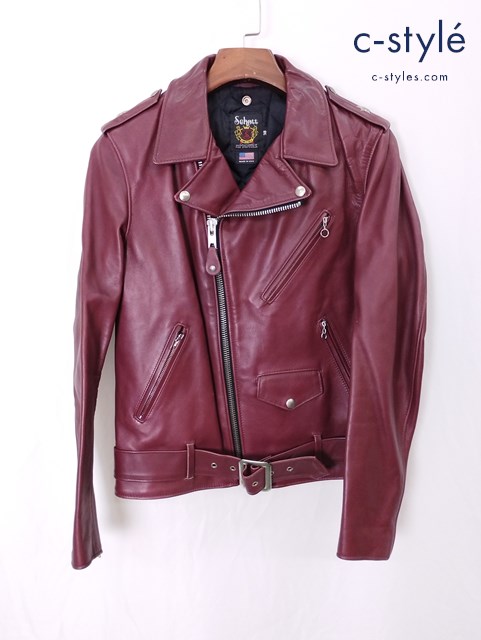 Schott ショット レザージャケット 38 レッド BROS USA製