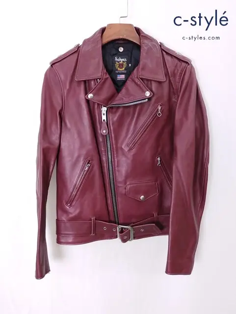 Schott ショット レザージャケット 38 レッド BROS USA製