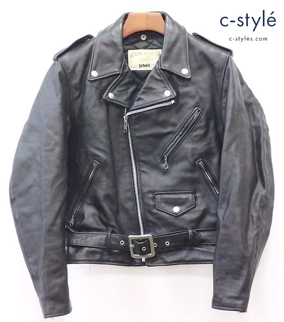 Schott ショット ダブルライダースレザージャケット 36 ブラック GENUNE HORSEHIDE