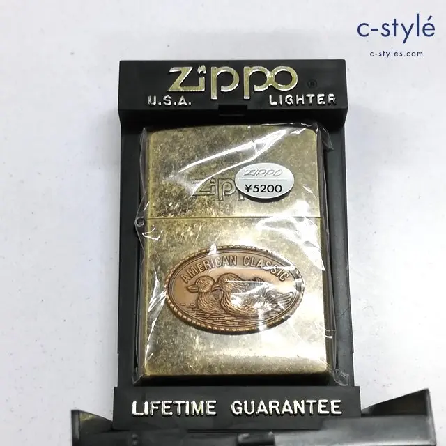 ZIPPO ジッポー オイルライター AMERICAN CLASSIC カモ ゴールド系 1997年 立体プレート 喫煙具 タバコ