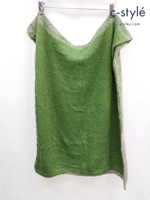 45R アーミッシュ撚り杢ポンチョ ケーブル ニット 0 グリーン×ベージュ系 5099077 日本製 レディース