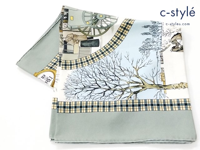 HERMES エルメス スカーフ グレー系 カレ90 レディース