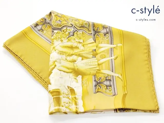 HERMES エルメス スカーフ ゴールド カレ90 レディース