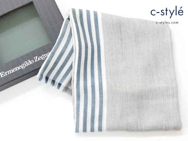 Ermenegildo Zegna エルメネジルドゼニア マフラー グレー カシミヤ混 イタリア製 スカーフ