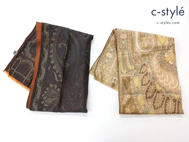 ETRO エトロ スカーフ マルチカラー シルク ウール イタリア製