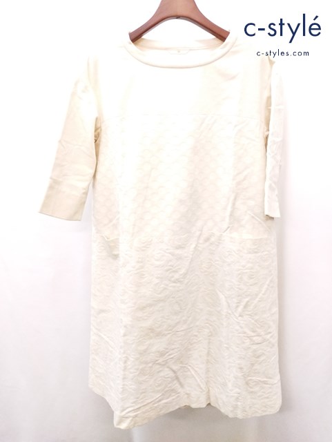 45R フォーティーファイブアール ワンピース 2 クリーム系 ドット 水玉 総柄 レディース