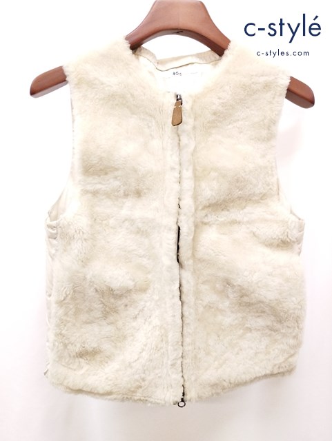 45R フォーティーファイブアール ムートン切替デザインダウンベスト 2 アイボリー系 レディース