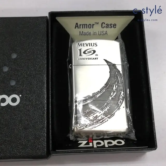 ZIPPO ジッポー オイルライター スリム MEVIUS 10TH ANNIVERSARY 2022年 シルバー アーマー 喫煙具
