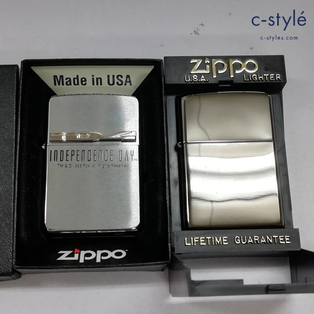 ZIPPO ジッポー オイルライター INDEPENDENCE DAY 1996年 シルバー 立体プレート 2020年 シルバー 計2点
