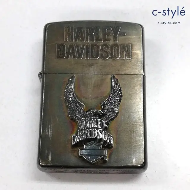 ZIPPO ジッポー オイルライター ハーレーダビットソン イーグル メタル貼り 1995年 立体プレート 喫煙具