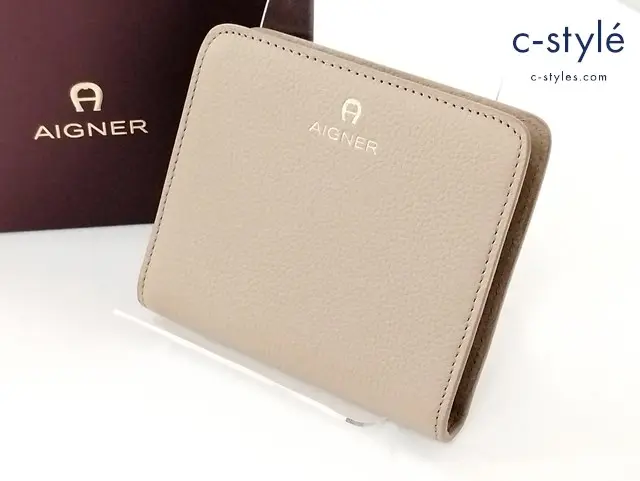 AIGNER アイグナー 二つ折り財布 ベージュ レディース