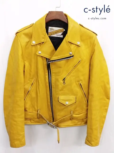 PERFECTO by Schott パーフェクトバイショット レザー ダブルライダース 36 イエロー