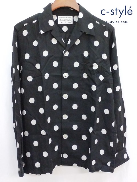 WACKO MARIA ワコマリア 長袖シャツ M ブラック DOTS HAWAIIAN SHIRT リヨセル100% ドット柄