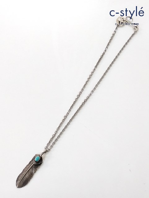 SAAD サード ネックレス ペンダント シルバー フェザー 天然石ターコイズ ストーンペンダントトップ