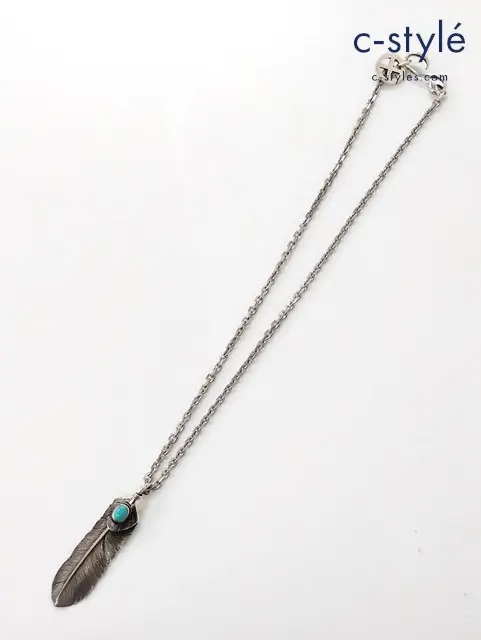 SAAD サード ネックレス ペンダント シルバー フェザー 天然石ターコイズ ストーンペンダントトップ