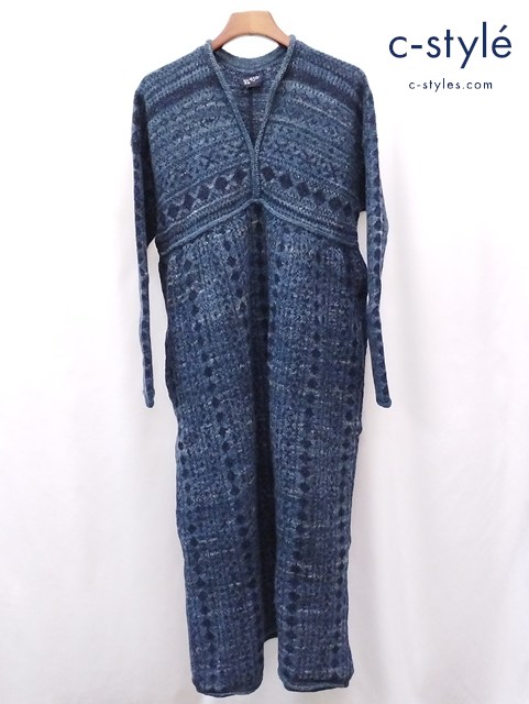 SDL 45R ニットワンピース 千歳ジャカードのドレス 2 ネイビー系 セーター レディース