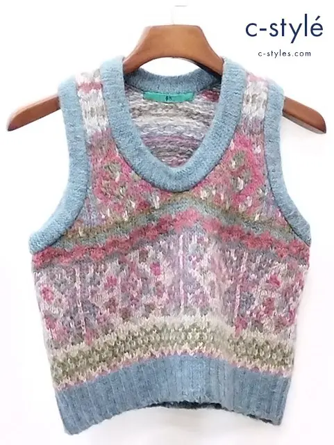 45R ノアランドジャガードベスト ニットベスト セーター 2 マルチカラー 総柄 7108070 レディース