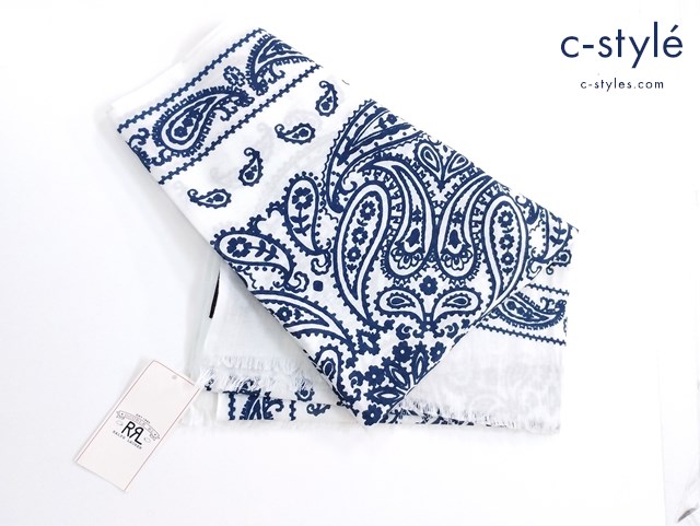 RRL ダブルアールエル スカーフ ONE SIZE ホワイト×ネイビー バンダナ柄