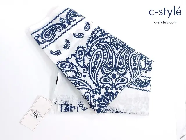 RRL ダブルアールエル スカーフ ONE SIZE ホワイト×ネイビー バンダナ柄