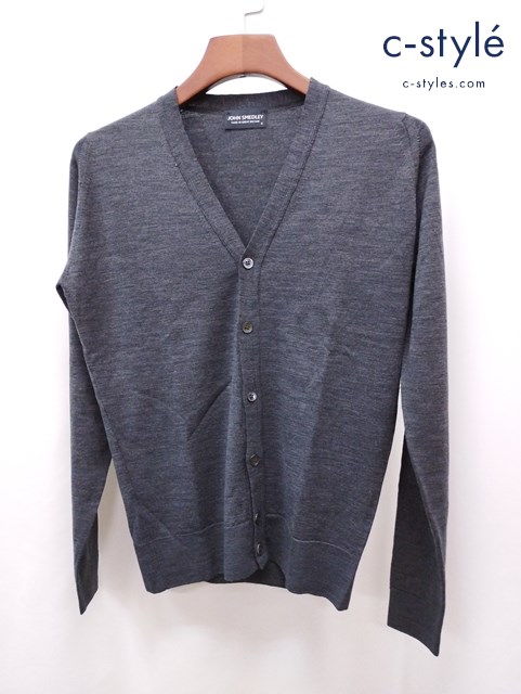JOHN SMEDLEY ジョンスメドレー カーディガン S グレー 毛100% イギリス製