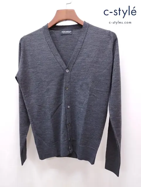 JOHN SMEDLEY ジョンスメドレー カーディガン S グレー 毛100% イギリス製