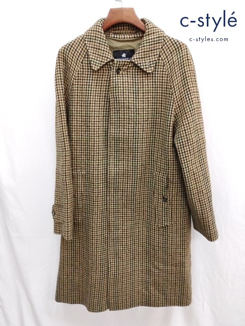 GRENFELL×BEAMS F ステンカラーコート 38 ブラウン系 千鳥格子柄 スリムCAMPBELL