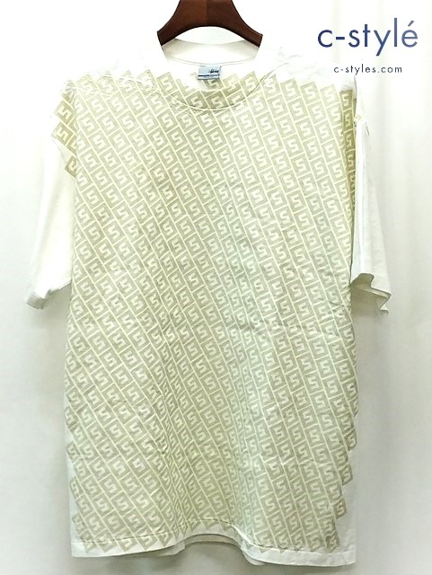 STUSSY ステューシー 00ｓ 前期 Tシャツ 半袖 XL ホワイト 銀タグ プリント COTTON100％