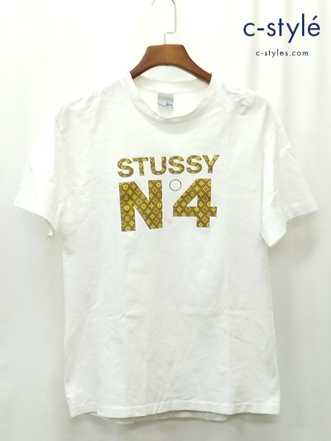STUSSY ステューシー 00ｓ 前期 Tシャツ 半袖 L ホワイト 銀タグ N4 モノグラム COTTON100％