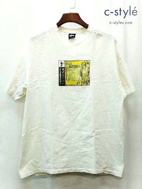 STUSSY ステューシー 90s 中期 Tシャツ 半袖 XL ホワイト 紺タグ キースハフナゲル 綿100％ USA製