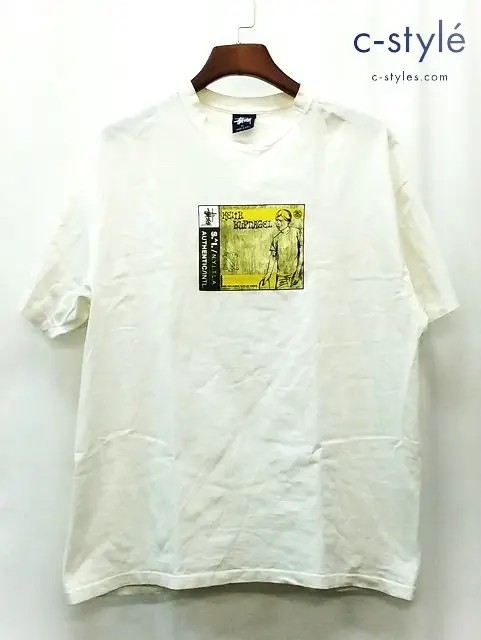STUSSY ステューシー 90s 中期 Tシャツ 半袖 XL ホワイト 紺タグ キースハフナゲル 綿100％ USA製