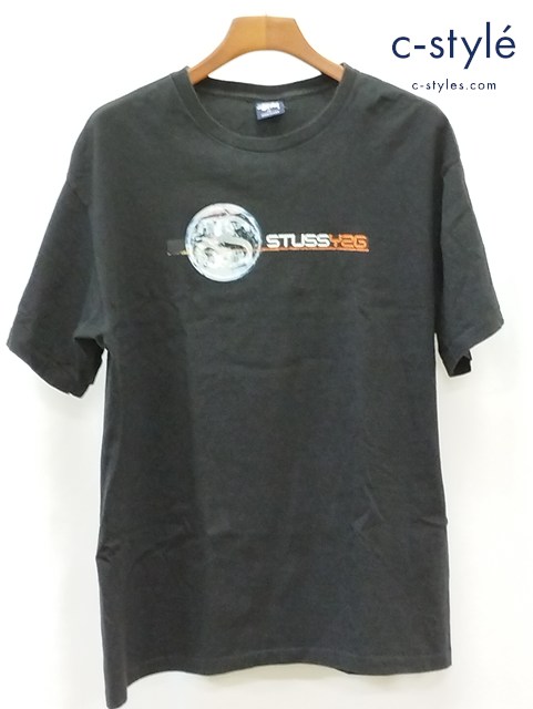 STUSSY ステューシー 90s 中期 Tシャツ 半袖 XL ブラック 紺タグ アースプリント COTTON100％ USA製