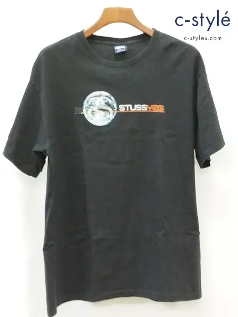 STUSSY ステューシー 90s 中期 Tシャツ 半袖 XL ブラック 紺タグ アースプリント COTTON100％ USA製