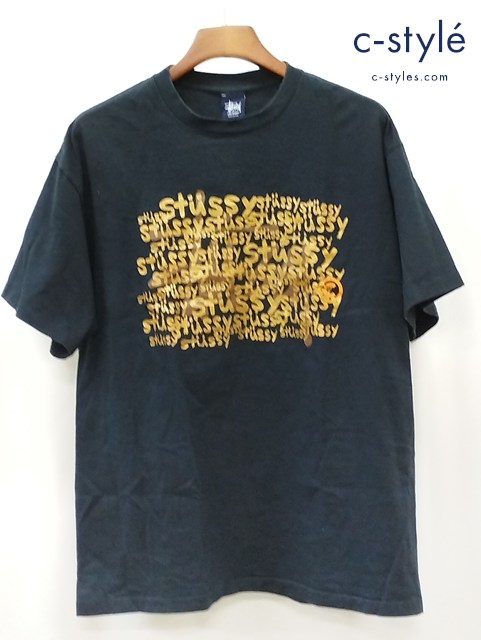 STUSSY ステューシー 90s 中期 半袖Tシャツ XL ブラック 紺タグ LOUIS VUITTON グラフィティパロディ