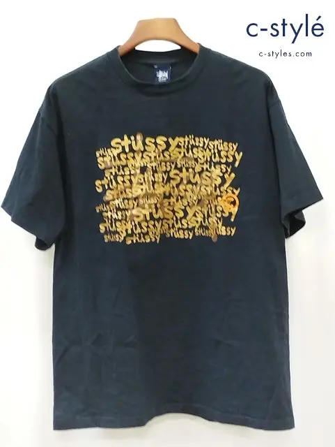STUSSY ステューシー 90s 中期 半袖Tシャツ XL ブラック 紺タグ LOUIS VUITTON グラフィティパロディ