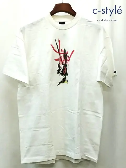 STUSSY ステューシー 90s 中期 Tシャツ 半袖 XL ホワイト 紺タグ CUSTOMADE WIZKID 綿100％ USA製