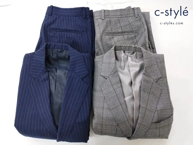 Azabu tailor 麻布テーラー 2Bスーツセットアップ 046A 079 ネイビー グレー ストライプ チェック