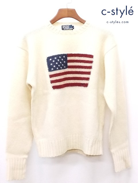 POLO BY RALPH LAUREN ポロバイラルフローレン 星条旗セーター M クリーム KR-RL-KA0930 ウール100%
