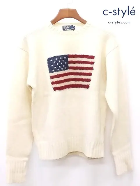 POLO BY RALPH LAUREN ポロバイラルフローレン 星条旗セーター M クリーム KR-RL-KA0930 ウール100%