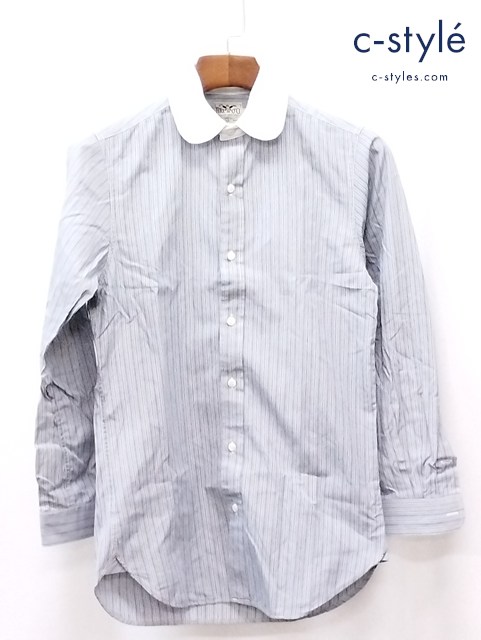 RRL ダブルアールエル ストライプラウンドカラーシャツ XS ライトブルー 長袖 MNRRWOVM2C00194