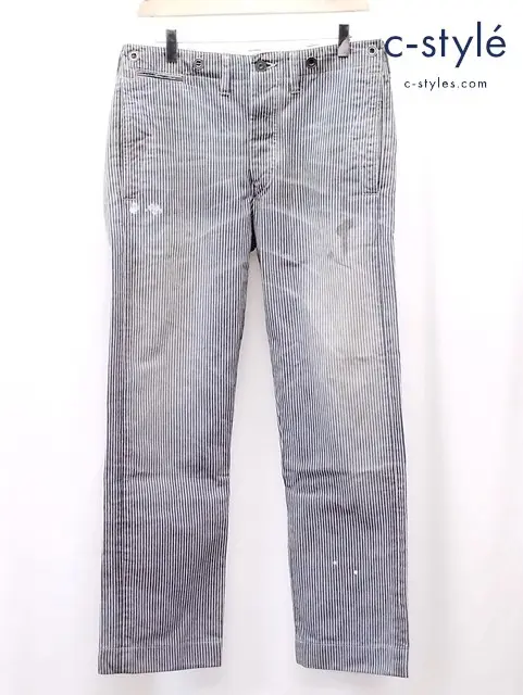 RRL ダブルアールエル ペンキ加工ヒッコリーワークパンツ 30×32 インディゴ系 ストライプ 4862009RCSF