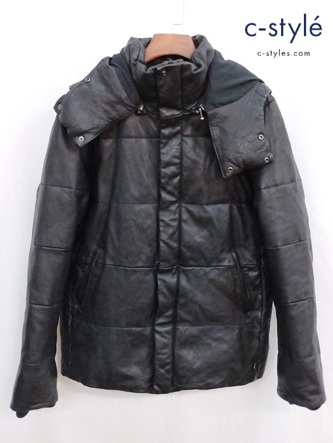 glamb グラム 中綿レザージャケット 4 ブラック 羊革 フード